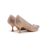 Cocktail Rhinestone Kitten Heels - Champagne