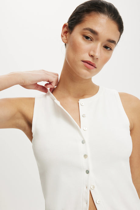 Cotton On Women's Bailey Button Detail Vest - Vintage White