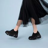 Retro Leopard Platform Sneakers - Black