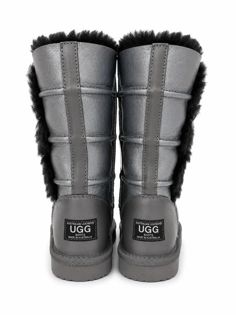 Australian Leather Ugg Classic Short Triple Button - Metallic Gunmetal - AU4