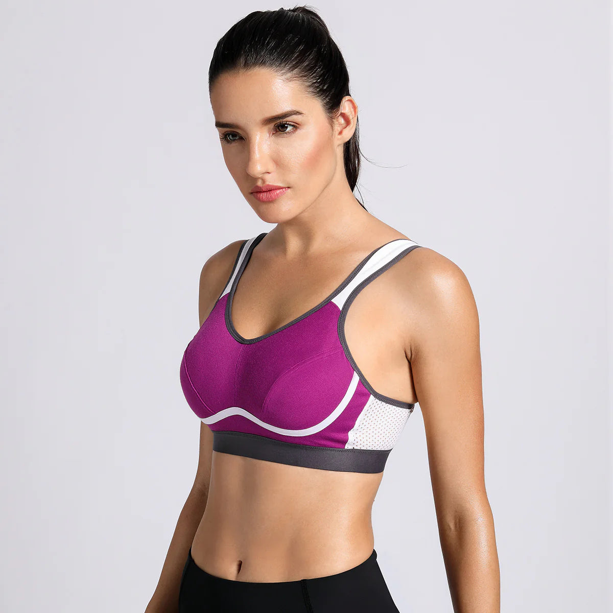 High Impact Bounce Control Wireless Workout Bra - Purple