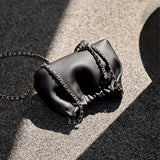 Nalandu Mini Dumpling Leather Clutch Crossbody Bag - Black
