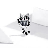 Solid 925 Sterling Silver Jumpy Fun Racoon Pandora Inspired Charm