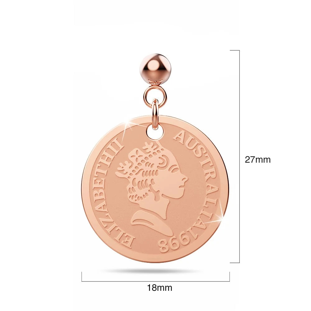 Bullion Gold Queen Elizabeth Coins Drop Earrings