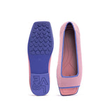 Colorblock Peep Toe Knit Flats - Pink