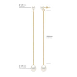 Double Earrings Yellow Gold - Natural White - Height Earrings 10 cm