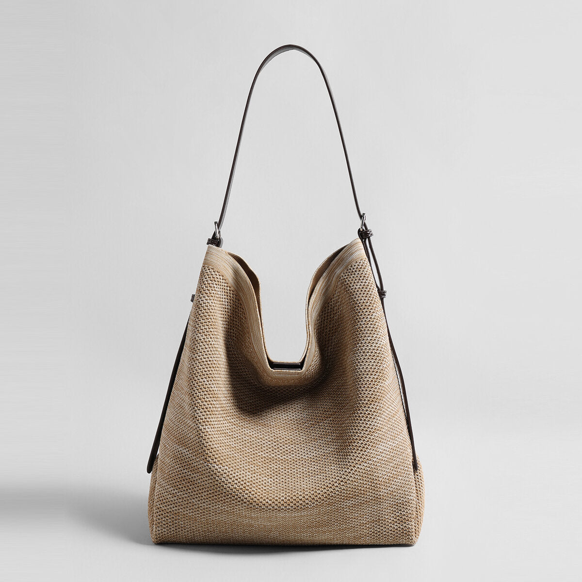 Woven Textile Hobo Shoulder Bag - Khaki