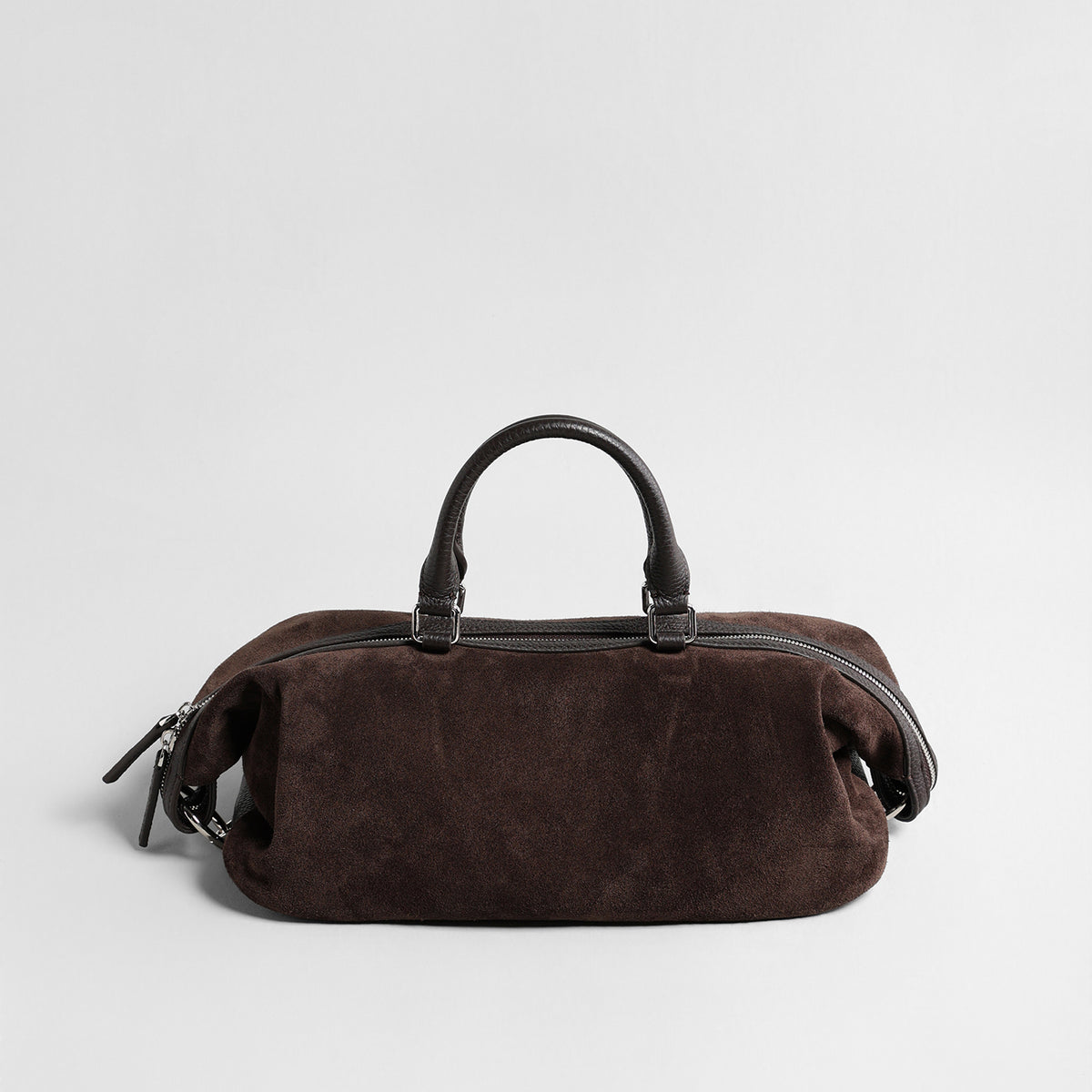 Suede Cylinder Pillow Bag – Leather Handle Shoulder & Crossbody Bag