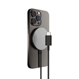iQuick 15W Fast Charging Magnetic Wireless Aluminum Alloy Phone Charger Pad Charge - Black