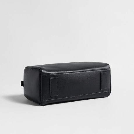 Soft Lambskin Leather Barrel Shoulder Bag - Black