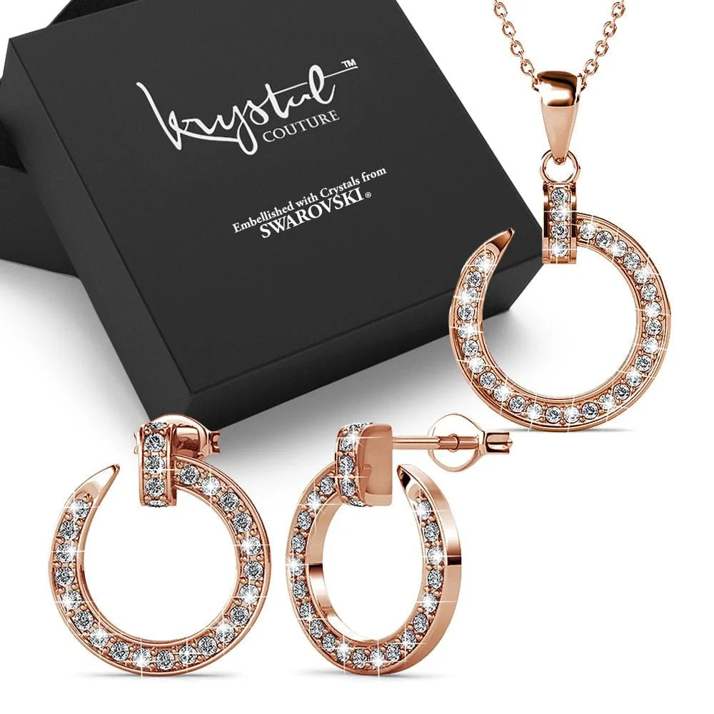 Boxed Dazzling Paradigm in Circle Rose Gold Set Embellished with SWAROVSKI® Crystals