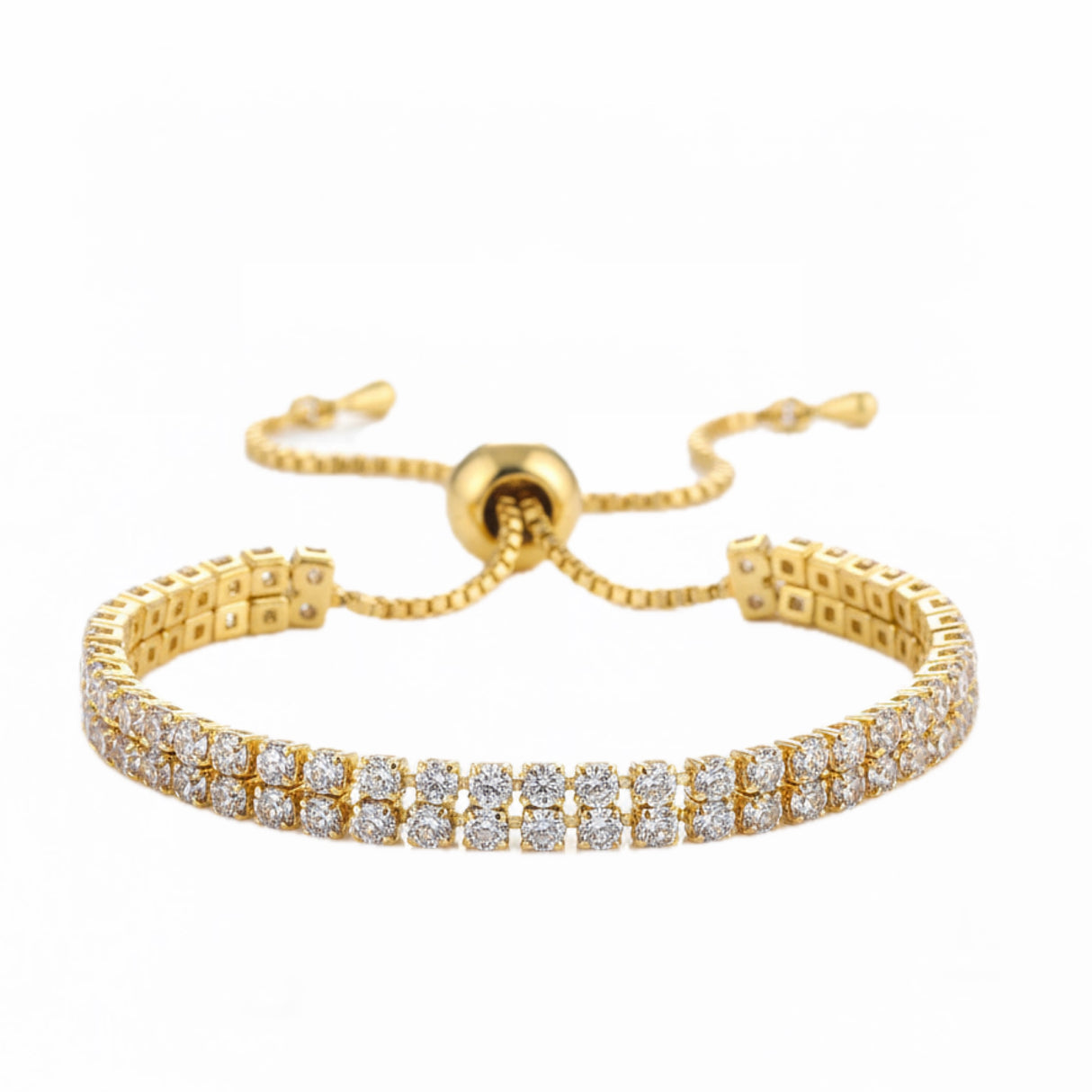 Liv Oliver 18K Gold Double Layer Tennis Bracelet