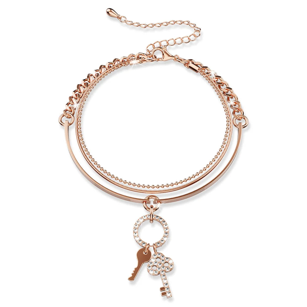 Boxed Bullion Gold Elite watch and Bracelet Set Embellished with Crystals in Rose Gold