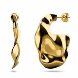 Bullion Gold Textured Flat Earrings in Gold