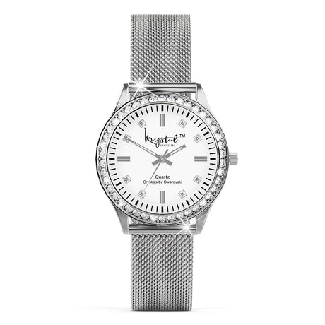 Tabby Boxed Lux White Gold Watch & Feline Necklace Set