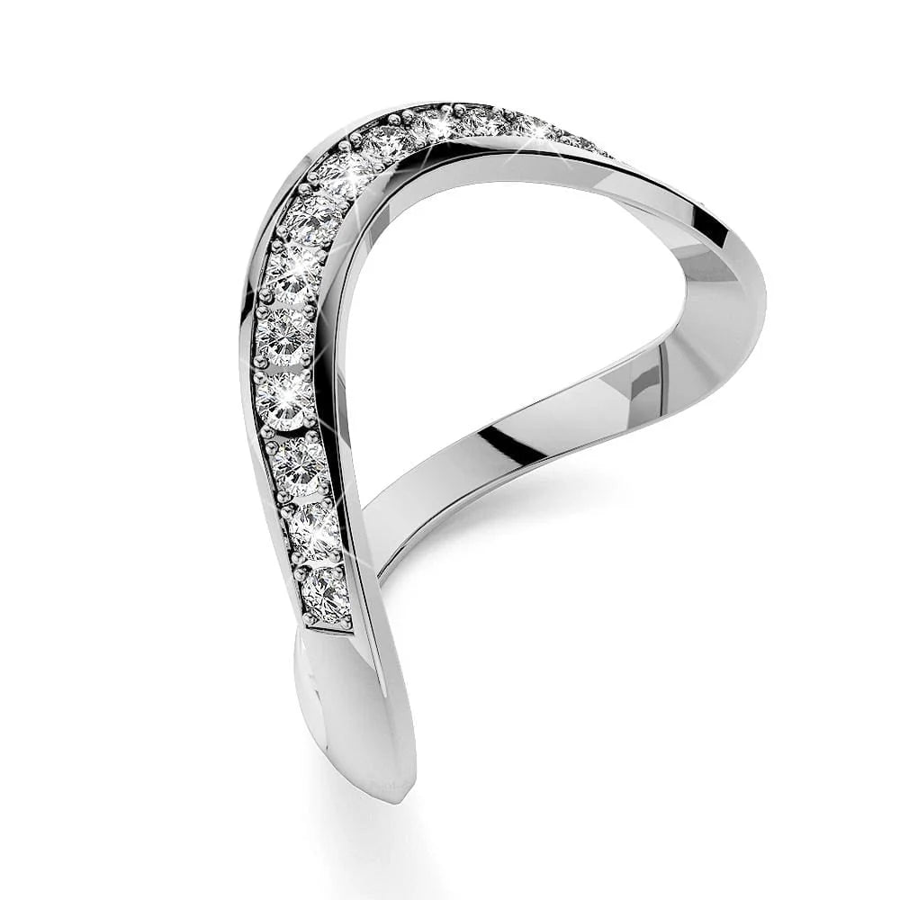 Krystal Couture Contortion Ring Embellished with Swarovski Crystals White Gold