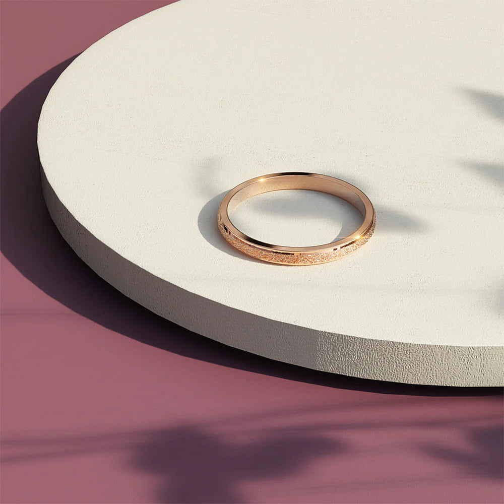Bullion Gold Deva Glitter Textured Stacker Ring