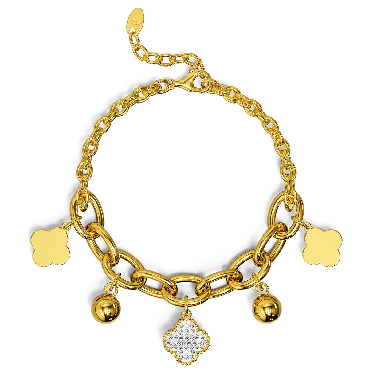 Bullion Gold Clover Charm Bracelet