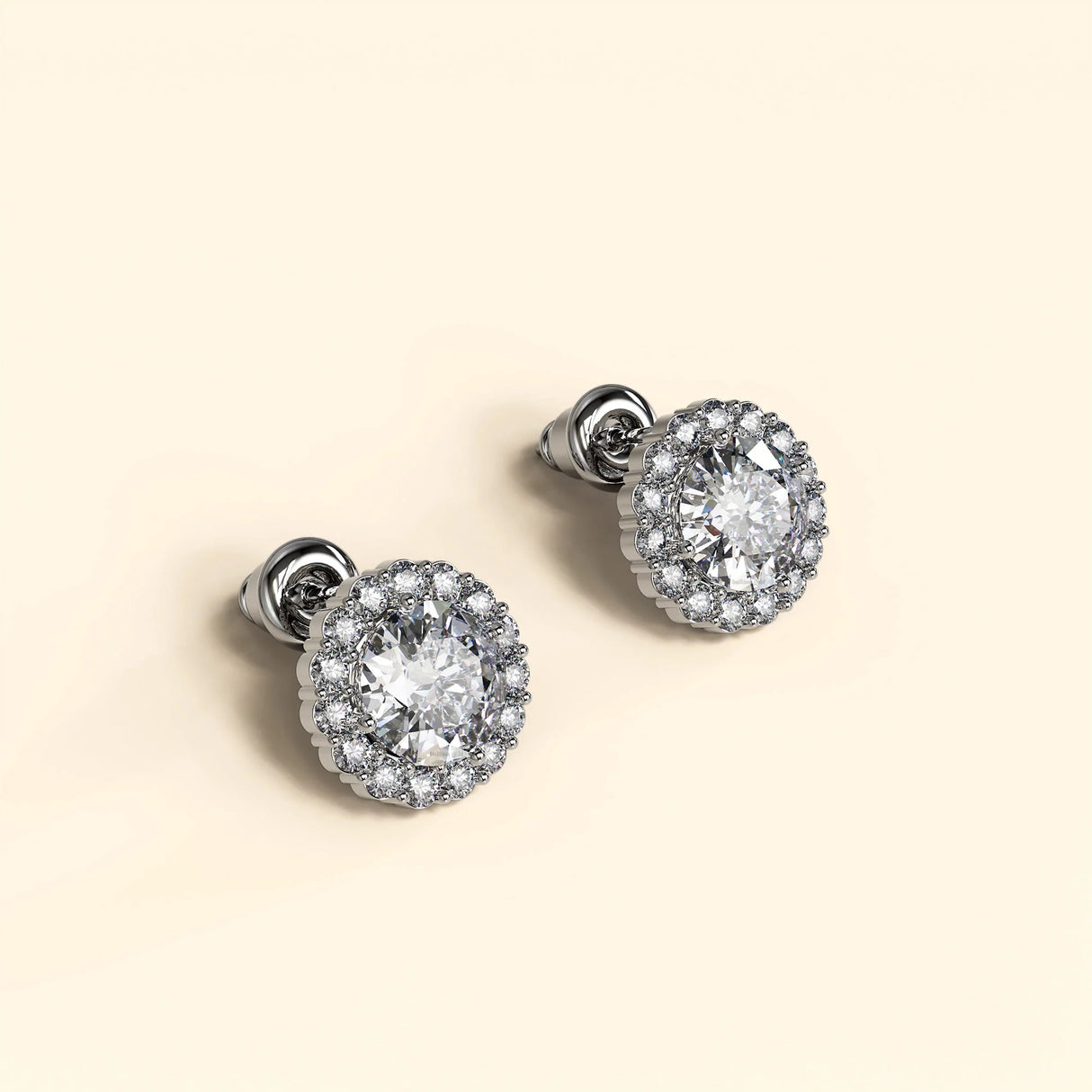 Bullion Gold Crystal Muse Sterling Silver Post Stud Earrings White Gold Copper Alloy