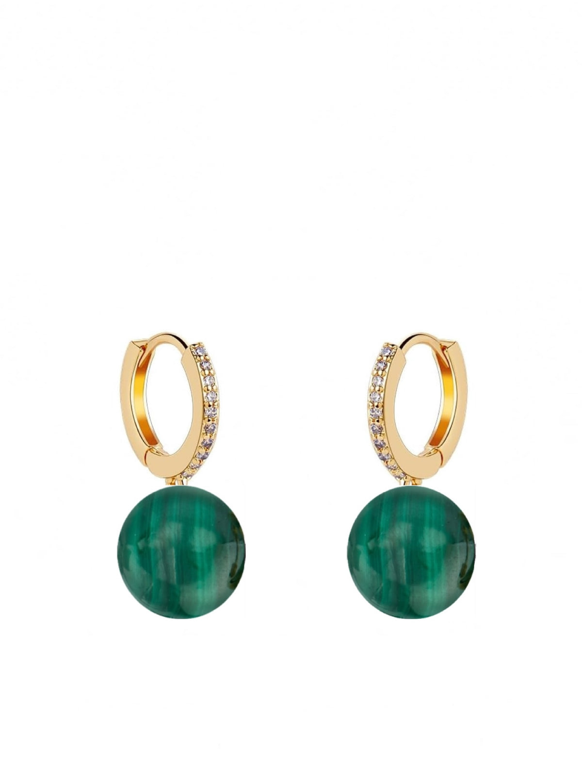 Liv Oliver 18K Gold Green Gemstone Cz Drop Classic Earrings