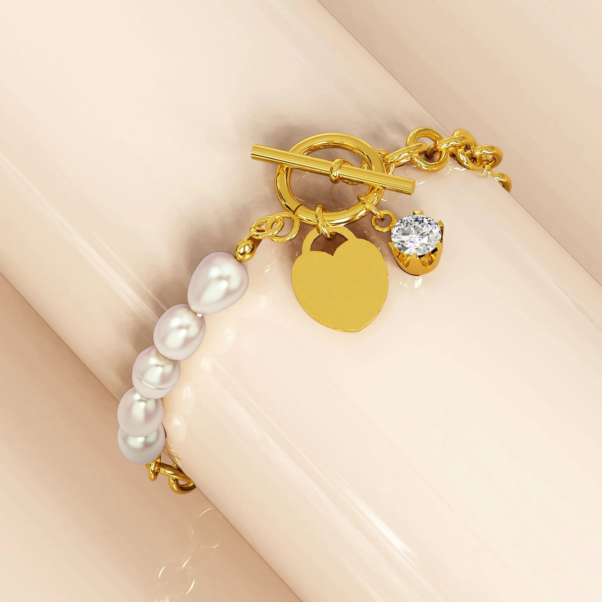 Bullion Gold Elan Heart T-lock Toggle Bracelet