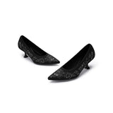 Enchanted Butterfly Pointed Toe Kitten Heels - Black