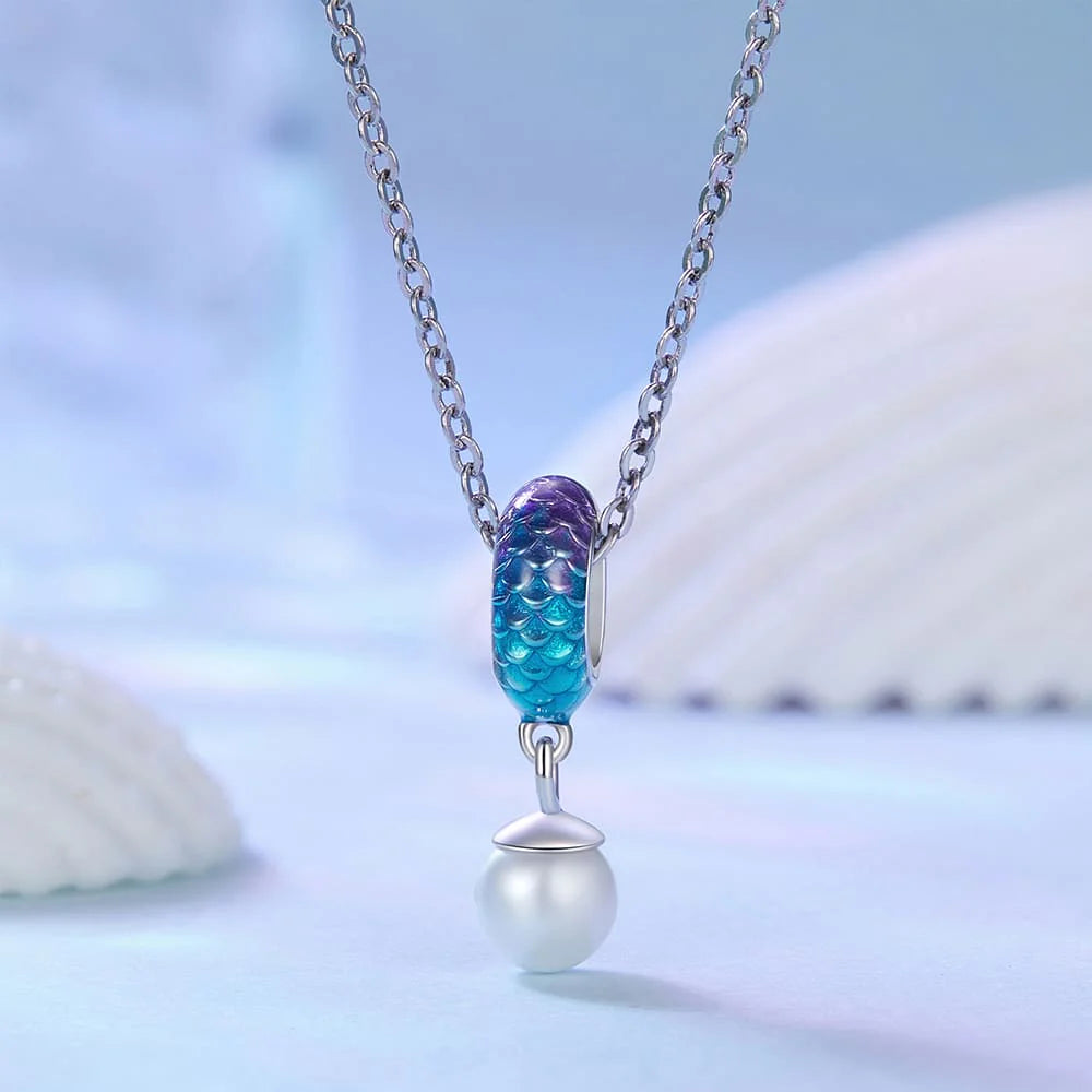 Solid 925 Signature Silver Pearlescent Mermaid Whispers Charm
