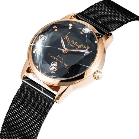 Krystal Couture Krystalline Sleek Gold on Black Watch Embellished with SWAROVSKI® Crystals