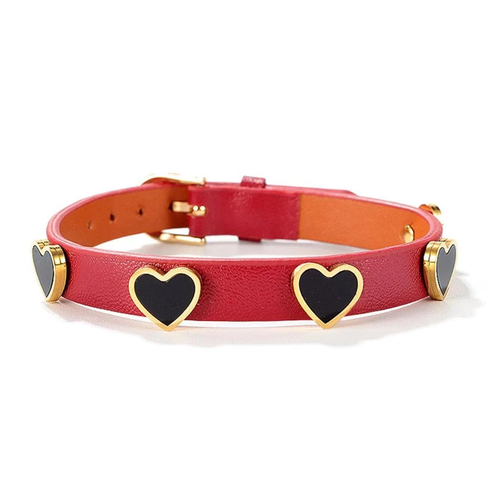 Bullion Gold Leather Orbit of Love Red Wrap Bracelet