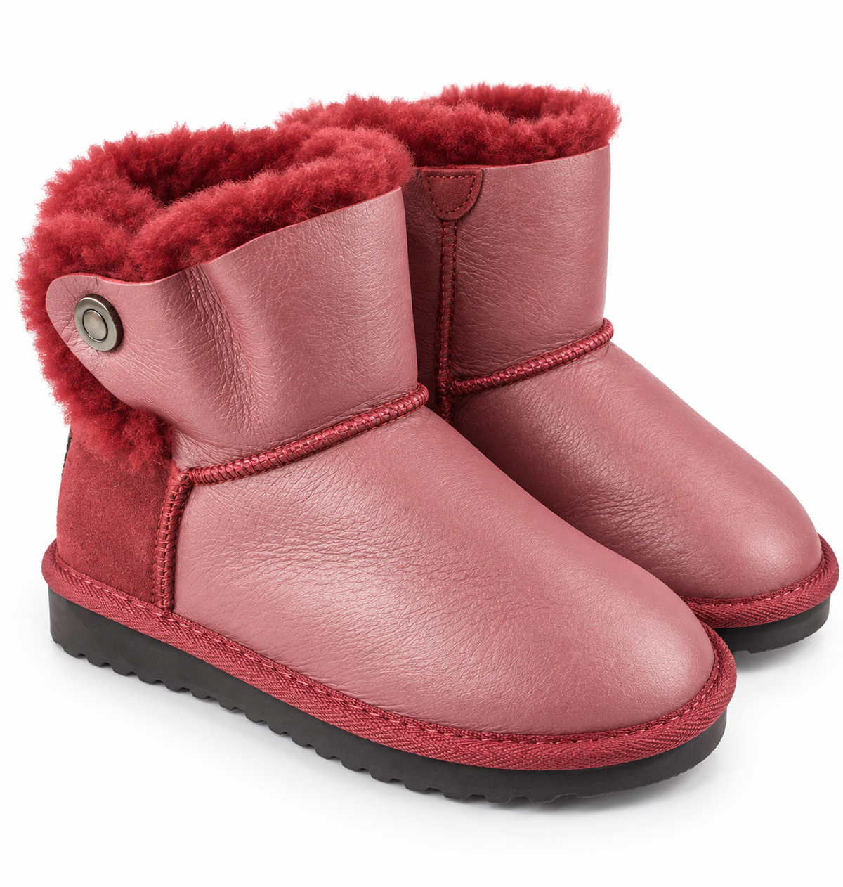 Australian Leather Ugg Classic Mini 1Button - Metallic Ruby - AU5