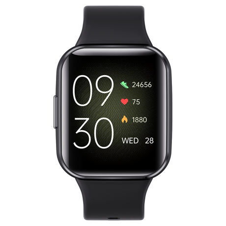 Bluetooth Smart Watch 1.6" TFT 2.5D Touch Screen Temperature Heart Rate Blood Pressure BT 5.0 - Black