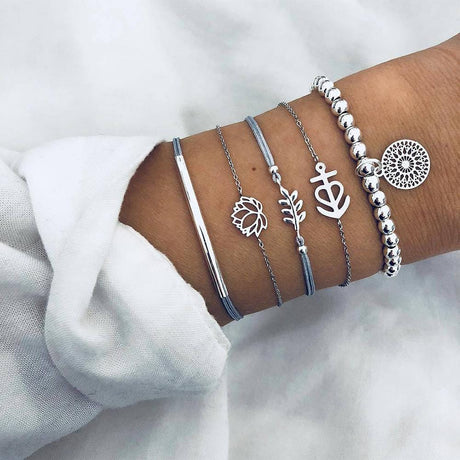 Bohemian 5-Piece Charm Bead Bracelet Set