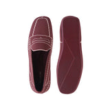 Comfortable Slip On Square Toe Loafers - Wine