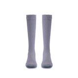 Mademoiselle Round Toe Knee High Sock Boots - Grey