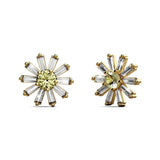 Bullion Gold Bright Daisy Cubic Zirconia Crystals Gold Plated Stud Earrings
