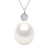 Necklace Prestige Drop Freshwater Pearl & Diamond White White Gold