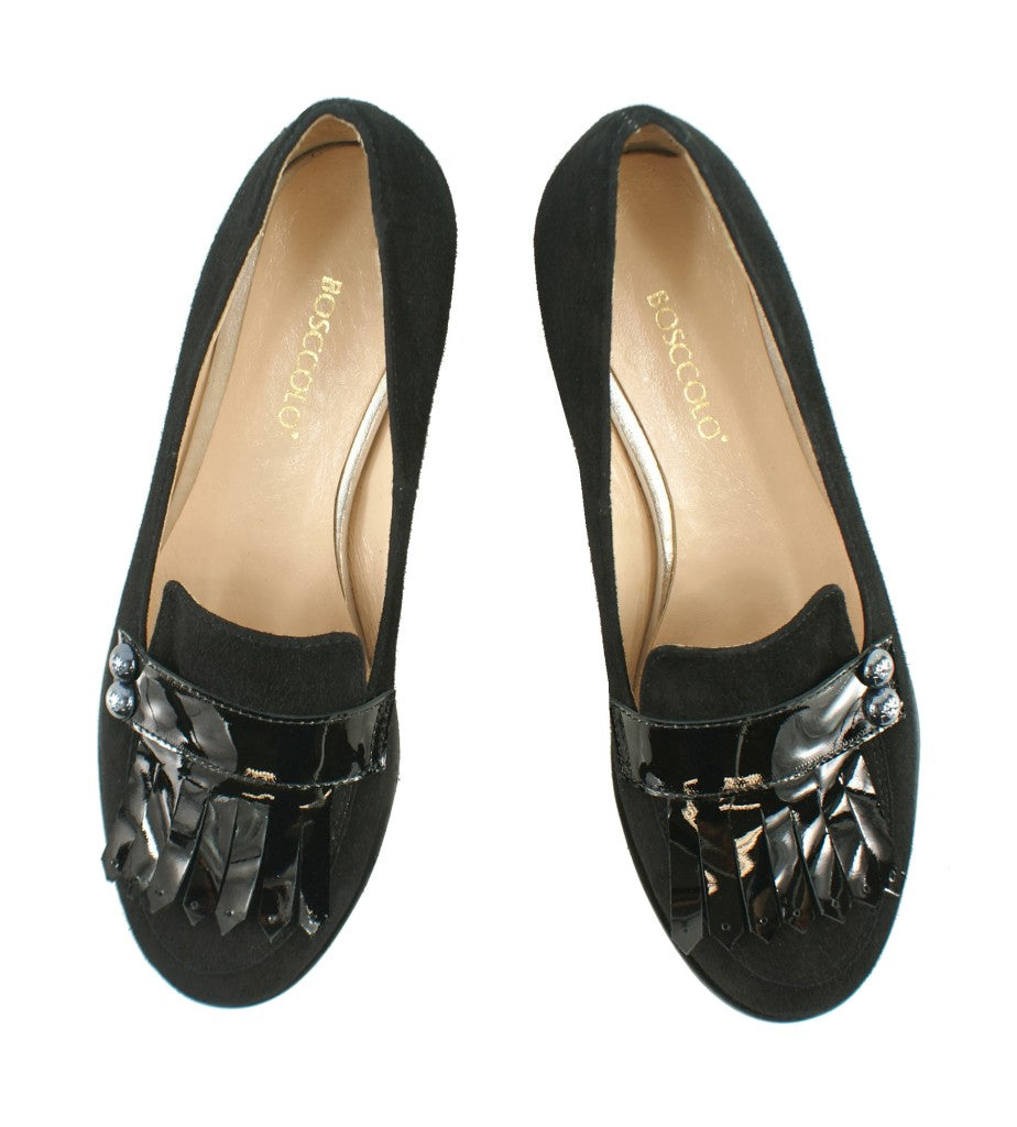 Bosccolo Womens Moccasin - Black Suede