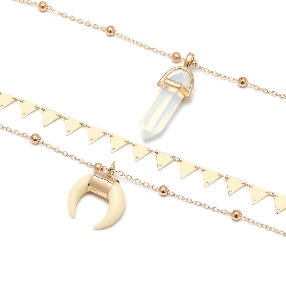 Multilayer 3 Piece Night Sky inspired Layering Gold Necklace