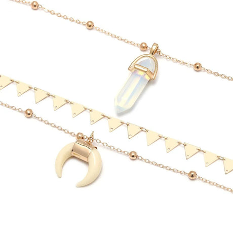Multilayer 3 Piece Night Sky inspired Layering Gold Necklace