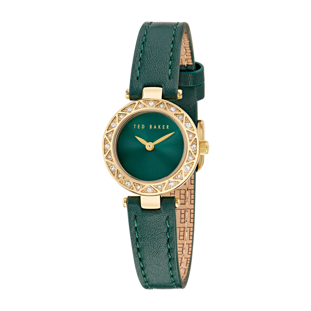Ted Baker Womens Jolyye Crystal 24mm Gold-Tone Green Leather Watch