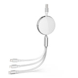 iQuick 3 in 1 Retractable Fast Charge Data Sync Cable USB Type-C Micro USB Pin