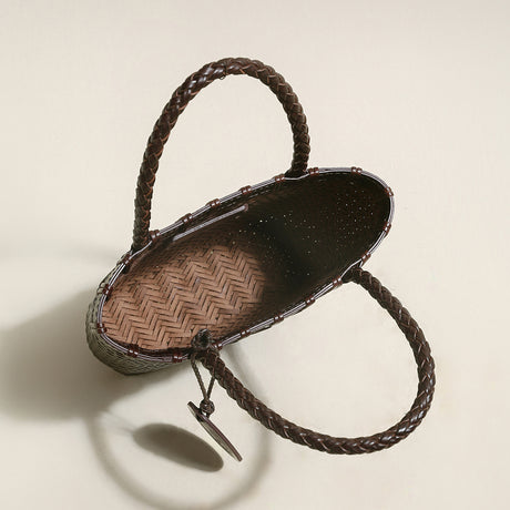 Siena Handwoven Calf Leather Basket Tote - Chocolate