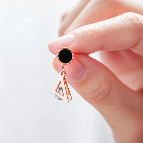 Bullion Gold Geometric Triangle Drop Earrings