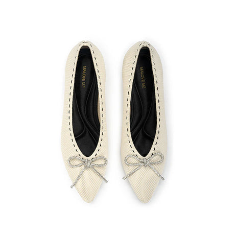 Rhinestone Bow Kitten Heels - Ivory