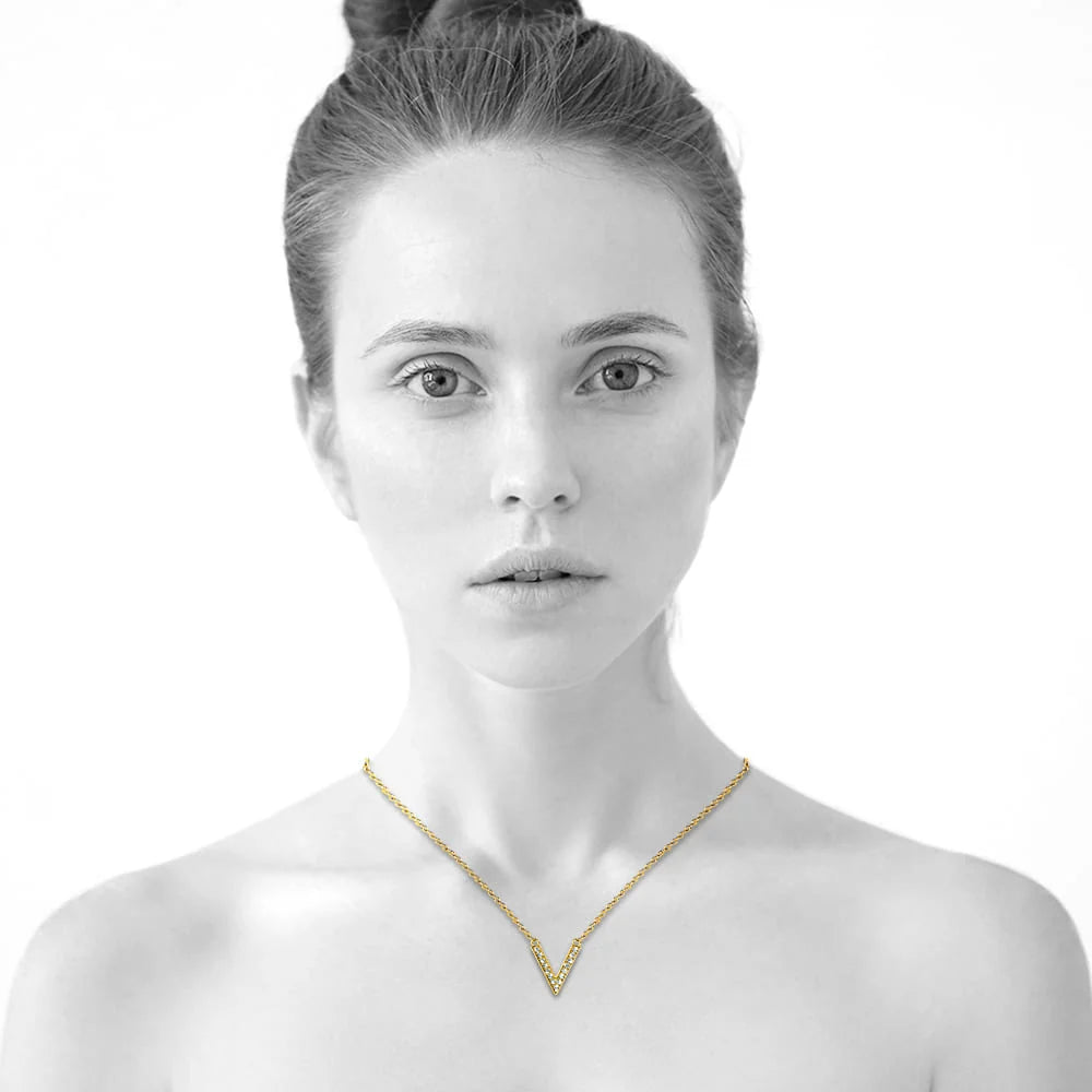 Boxed Luxury V Shaped Gold Set Embellished with SWAROVSKI® Crystals
