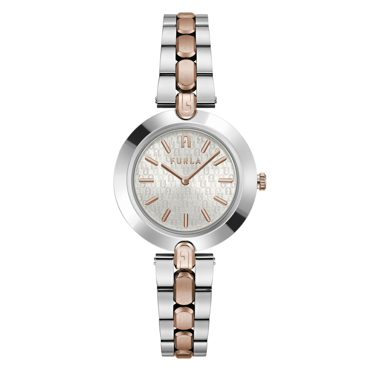 Furla Logo Links Silver Tone