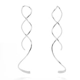Solid 925 Sterling Silver Swirl Dangle Earrings