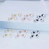 Solid 925 Signature Silver Mary Anne Crystal Stud Earrings In Black Gold