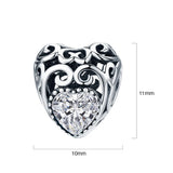 Solid 925 Sterling Silver Heart to Heart Clear CZ Charm