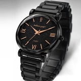 Bullion Gold Bullion Gold Romish Watch Embellished with Glittering Crystals - Black and Rose Gold